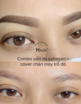 Uốn Mi Collagen + Cover Chân Mày Trỗ Đỏ